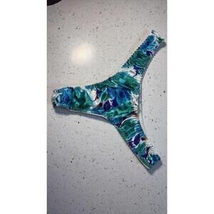 VINTAGE SATIN Floral THONG BIKINI PANTIES sz M